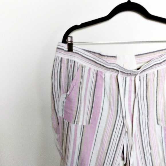Unbranded Pastel Pink Gray and White Striped Linen Blend Pants Size XL - Picture 3 of 7